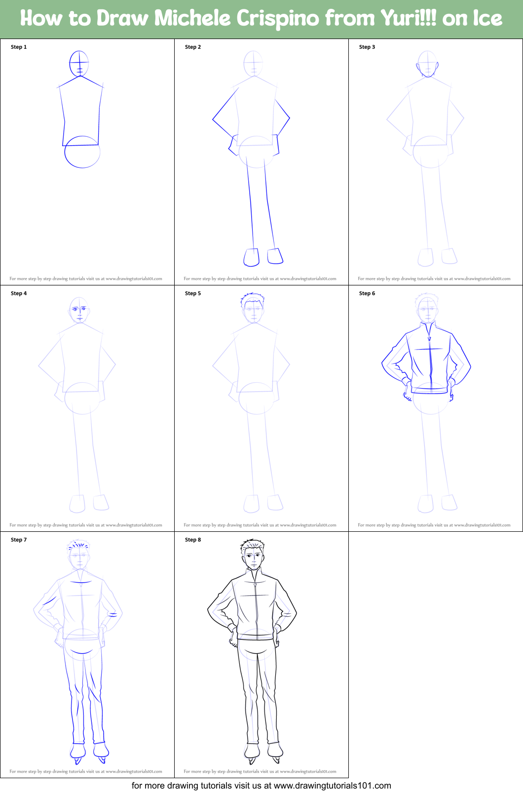 How to Draw Michele Crispino from Yuri!!! on Ice printable step by step ...