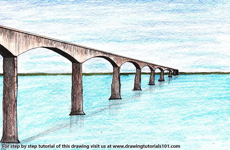 Confederation Bridge Color Pencil Drawing