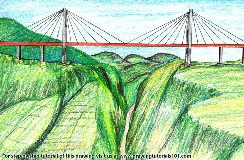 Duge Bridge Color Pencil Drawing