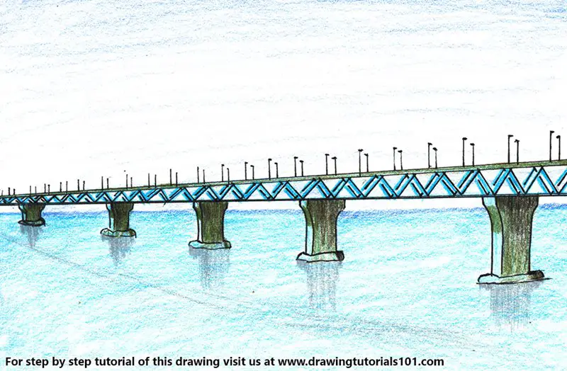 Padma Bridge Color Pencil Drawing