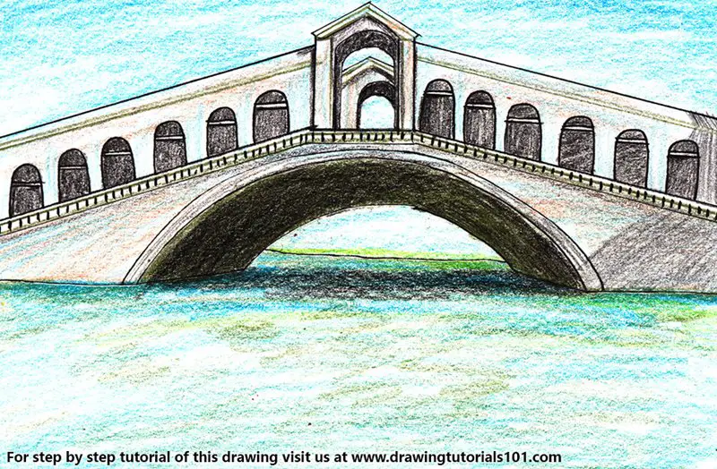 Rialto Bridge Color Pencil Drawing