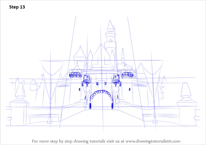 Learn How to Draw Disneyland Castle (Castles) Step by Step Drawing
