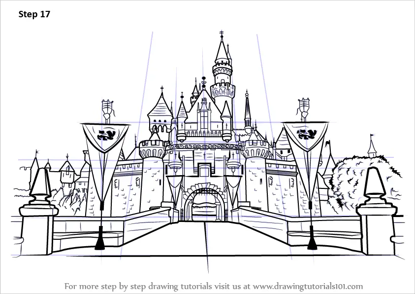 How to draw the Disney castle outline   YouTube