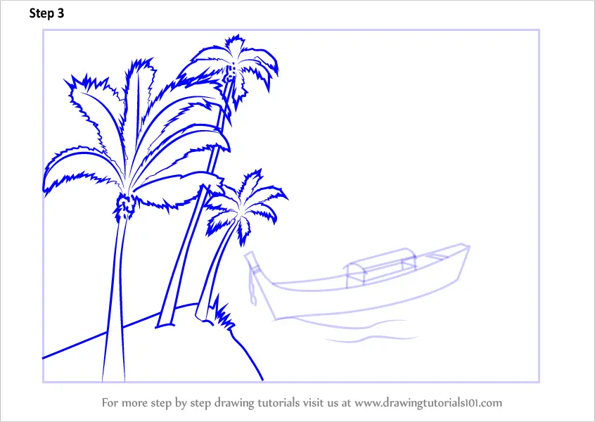 Learn How to Draw Boat on the Beach Scene (Landscapes) Step by Step