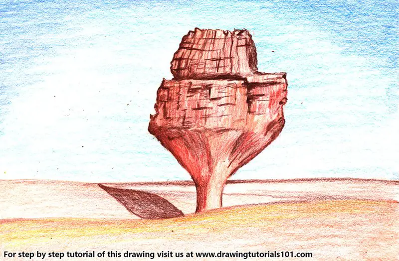 Hoggar Mountains Color Pencil Drawing