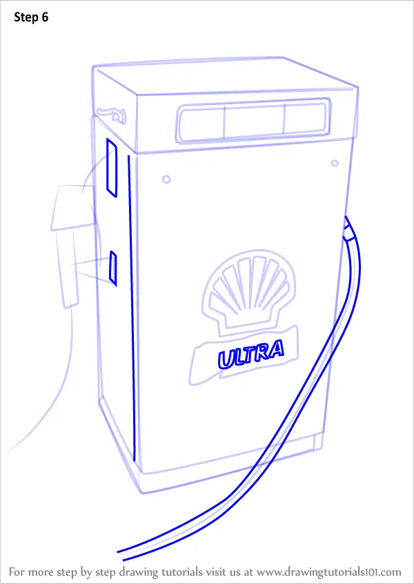 Step by Step How to Draw a Gas Pump