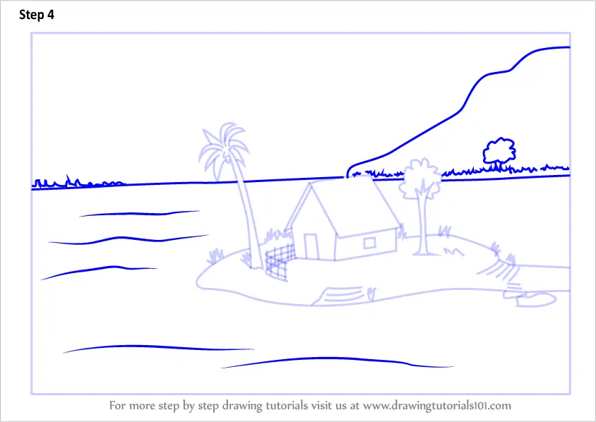Step by Step How to Draw an Island Scenery