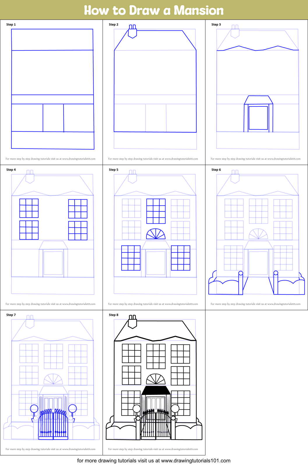 How To Draw A Mansion Printable Step By Step Drawing Sheet Images And 