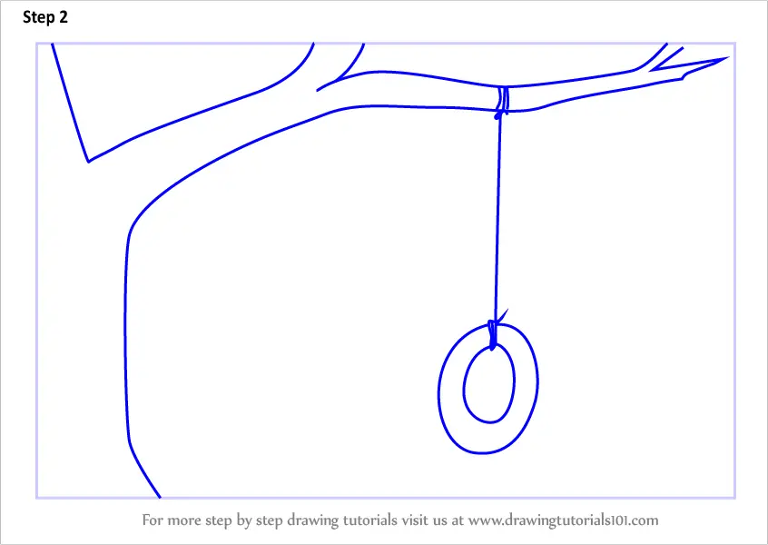 Learn How to Draw Tire Swing on Tree (Other Places) Step by Step