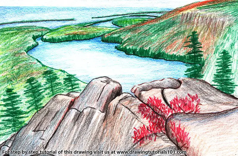 Acadia National Park Color Pencil Drawing