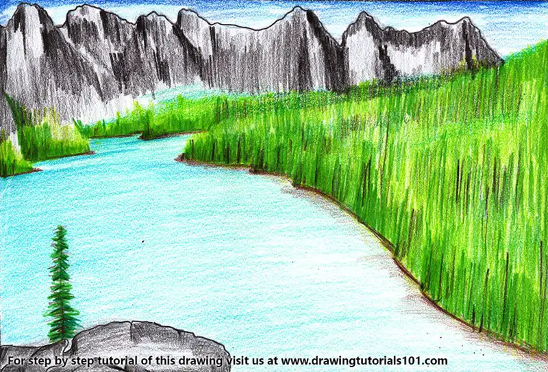 Banff National Park Color Pencil Drawing