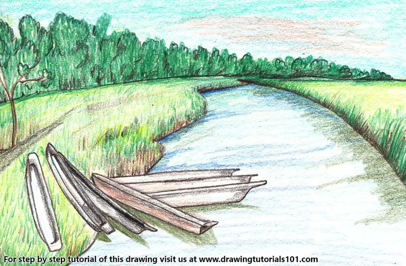 Chitwan National Park Color Pencil Drawing