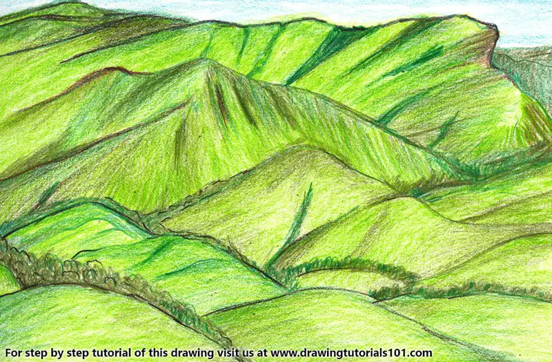 Kudremukh National Park Color Pencil Drawing