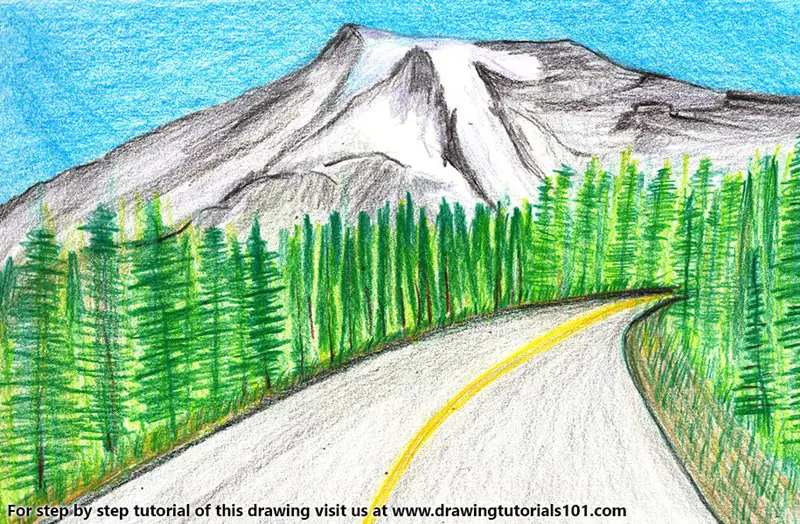 Mount Rainier National Park Color Pencil Drawing