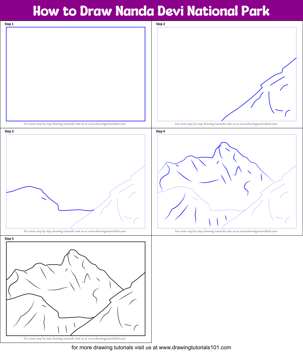 How to Draw Nanda Devi National Park printable step by step drawing ...