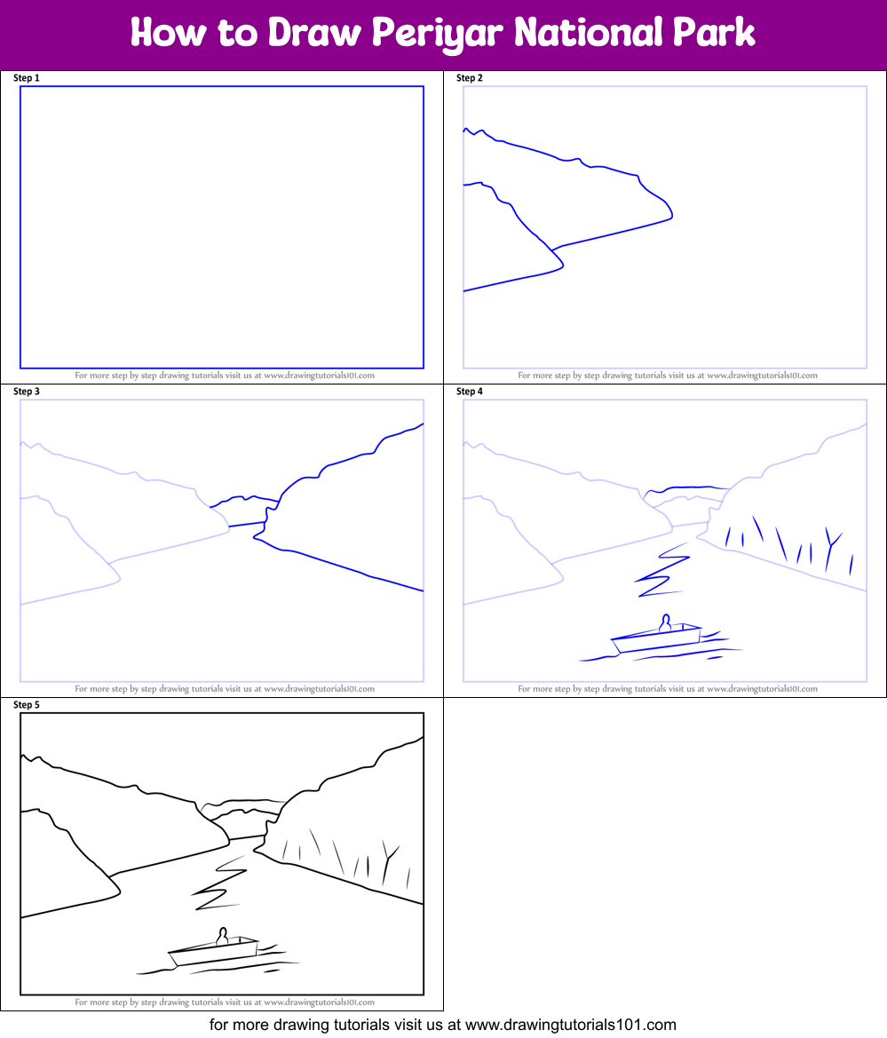 How to Draw Periyar National Park printable step by step drawing sheet ...