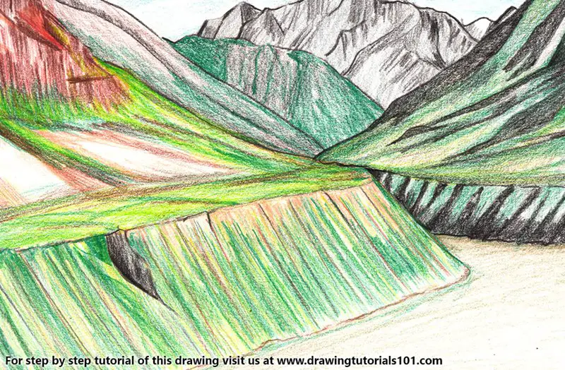 Pin Valley National Park Color Pencil Drawing