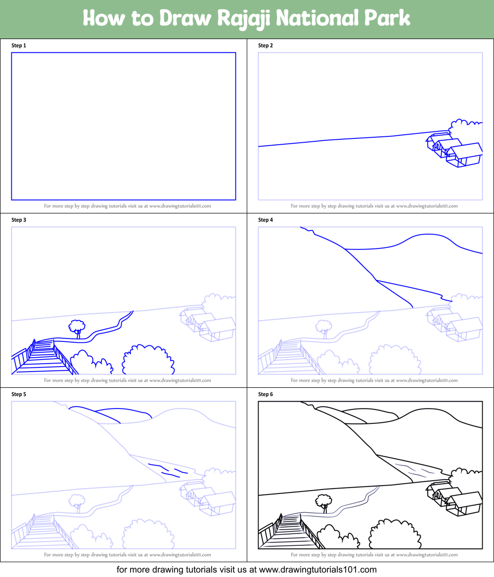 How to Draw Rajaji National Park printable step by step drawing sheet ...