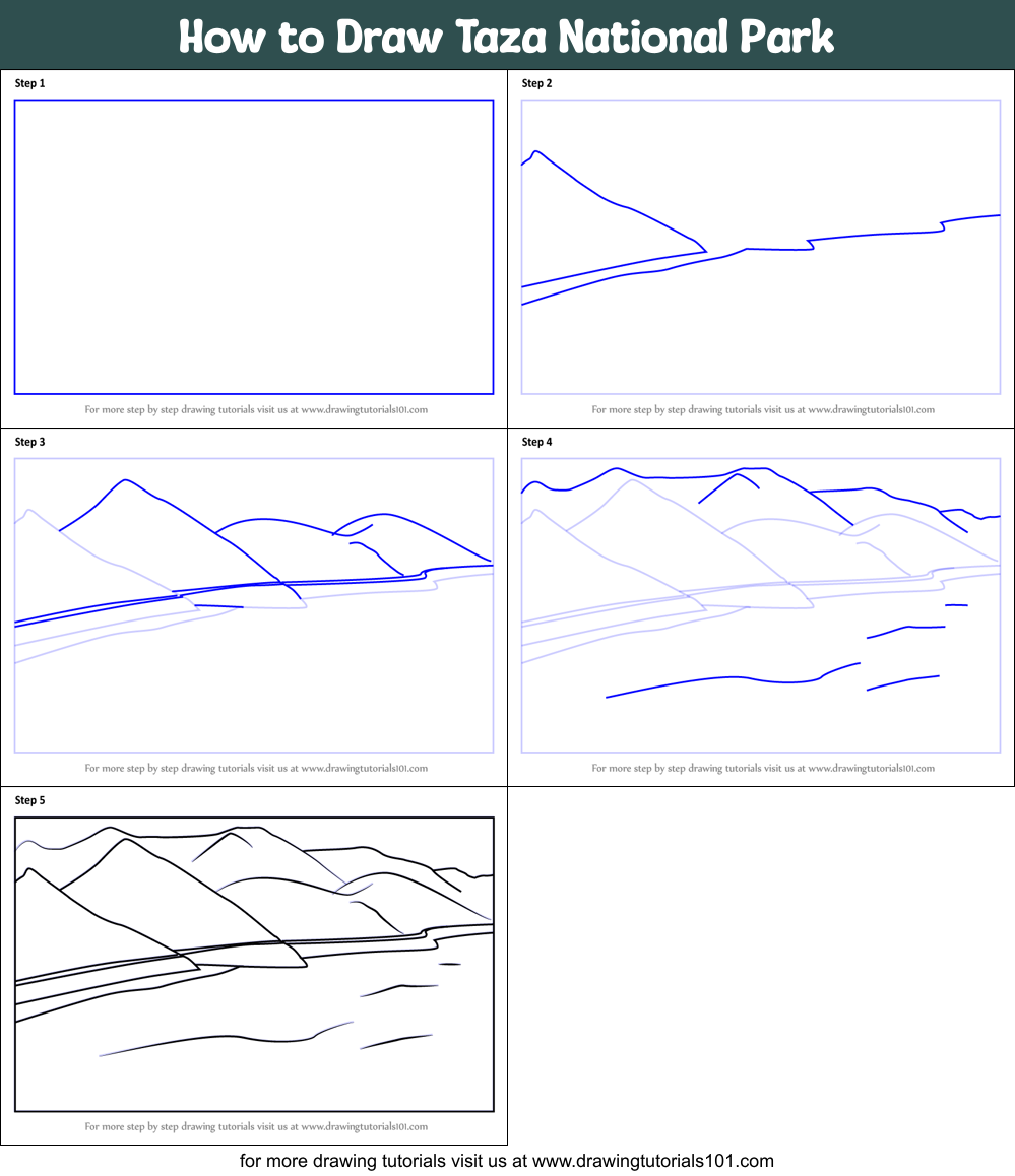 How to Draw Taza National Park printable step by step drawing sheet ...