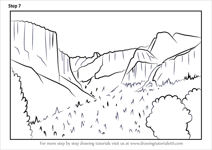 Step by Step How to Draw Yosemite National Park California ...