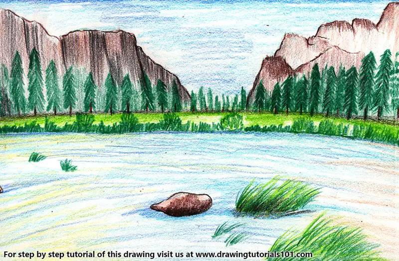 Yosemite National Park Color Pencil Drawing