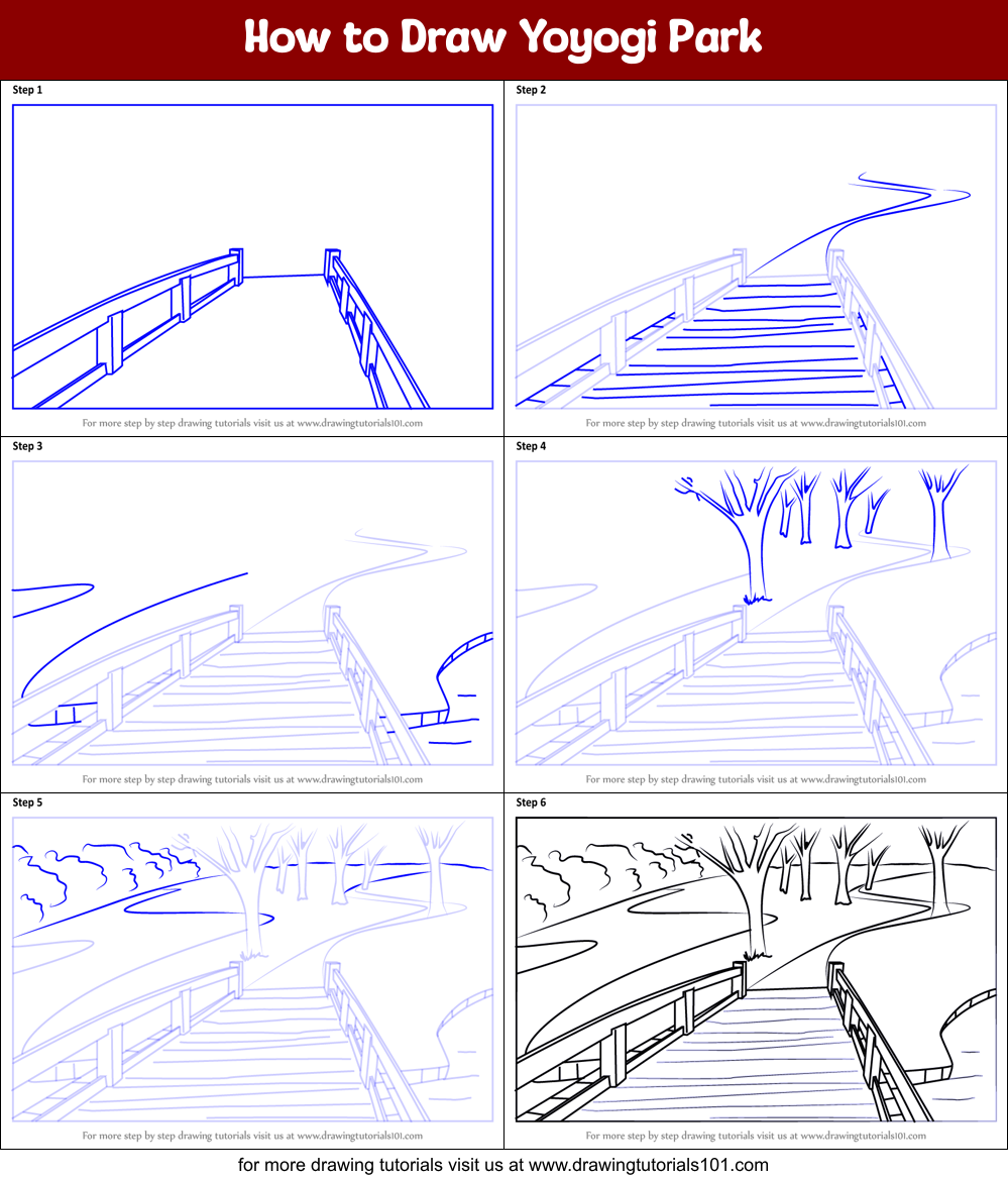 How to Draw Yoyogi Park printable step by step drawing sheet ...