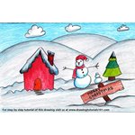 How to Draw a Christmas Snowman Scene