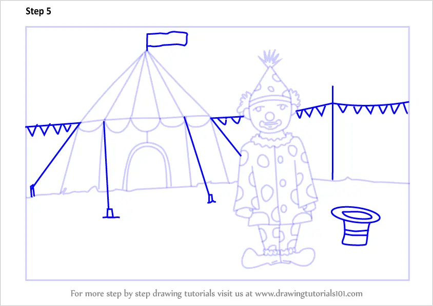 Learn How to Draw a Clown with Circus for Kids (Scenes) Step by Step ...