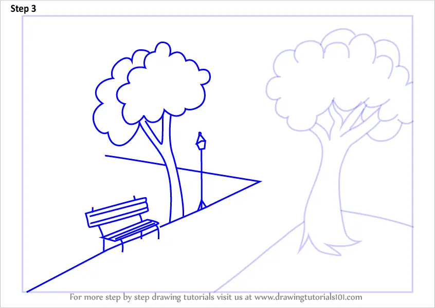 Learn How to Draw a Garden Scenery (Scenes) Step by Step : Drawing