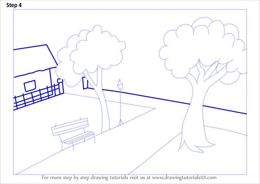 Learn How to Draw a Garden Scenery (Scenes) Step by Step : Drawing