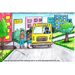 How to Draw Going to School Scene
