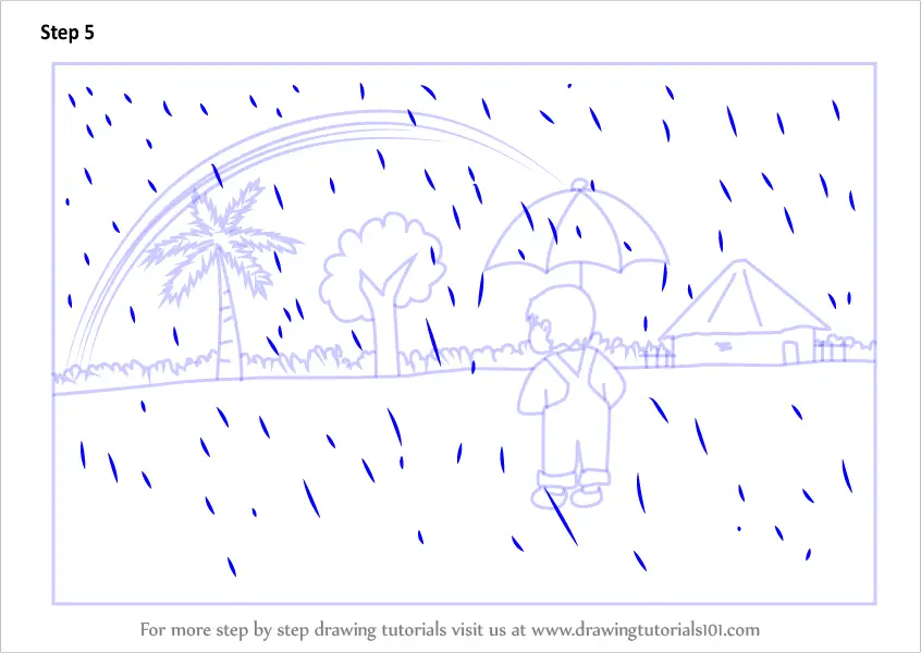 Learn How To Draw A Rainy Day Scene Scenes Step By Step Drawing