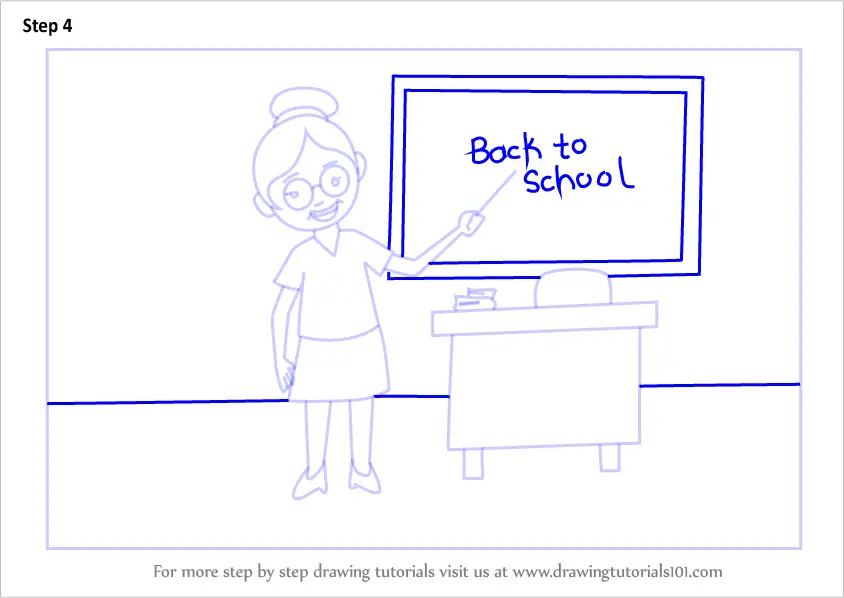 Learn How to Draw Teacher with Back to School (Scenes) Step by Step