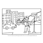 How to Draw Traffic Policeman at Traffic Signal Scene