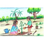 How to Draw Tree Planting Scene