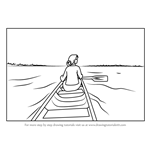 How to Draw Woman Rowing Boat