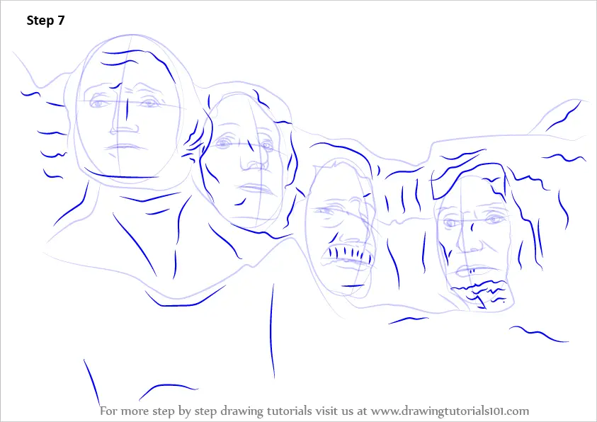 Learn How to Draw Mount Rushmore (Statues) Step by Step Drawing Tutorials