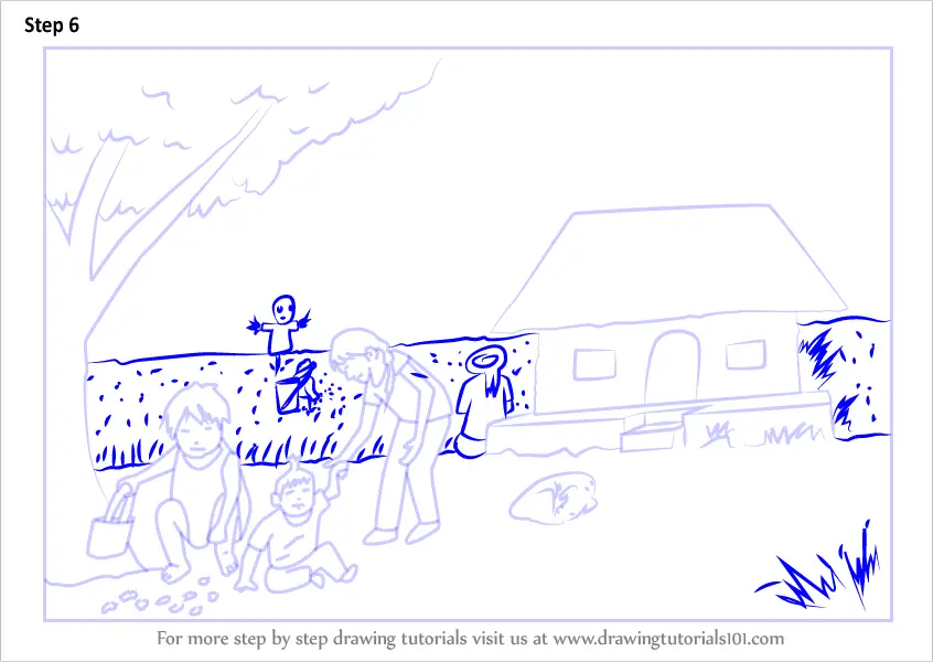 Learn How to Draw Village Life Villages Step by Step Drawing Tutorials