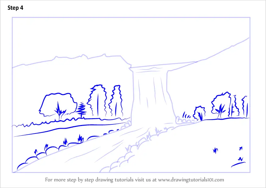 Learn How to Draw a Beautiful Waterfall (Waterfalls) Step by Step ...