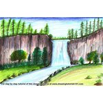 How to Draw a Beautiful Waterfall
