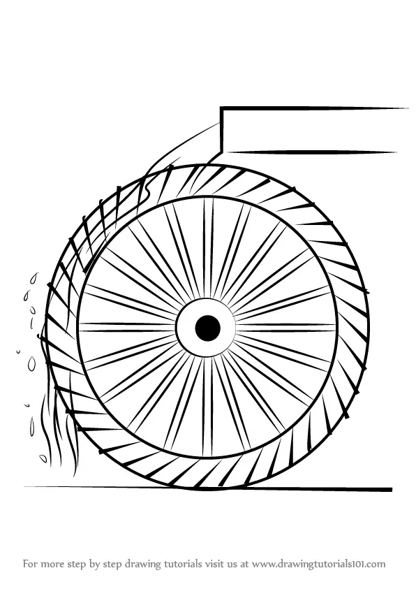 Водяное колесо рисунок