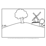 How to Draw a Farm Windmill Landscape
