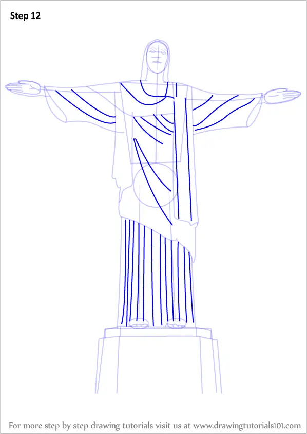 Learn How to Draw Christ the Redeemer (Wonders of The World) Step by