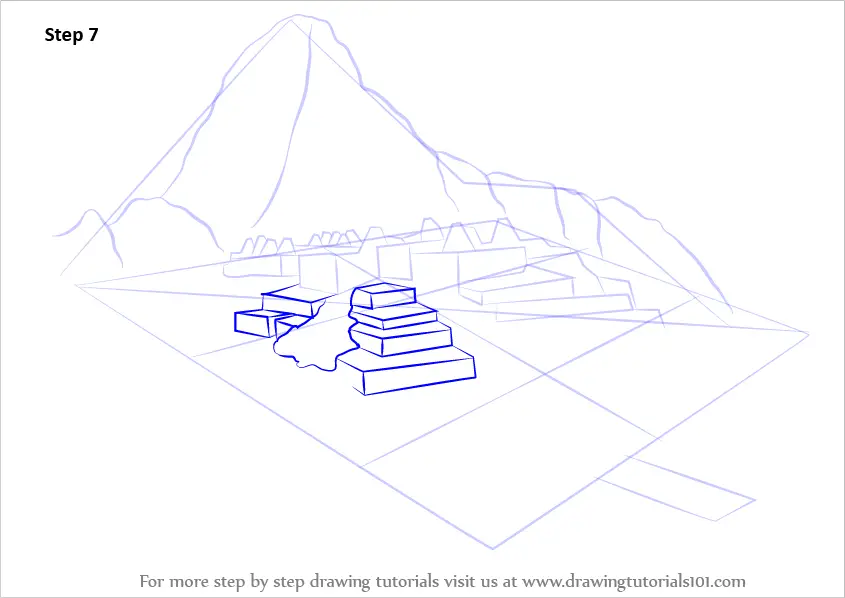 Step by Step How to Draw Machu Picchu : DrawingTutorials101.com