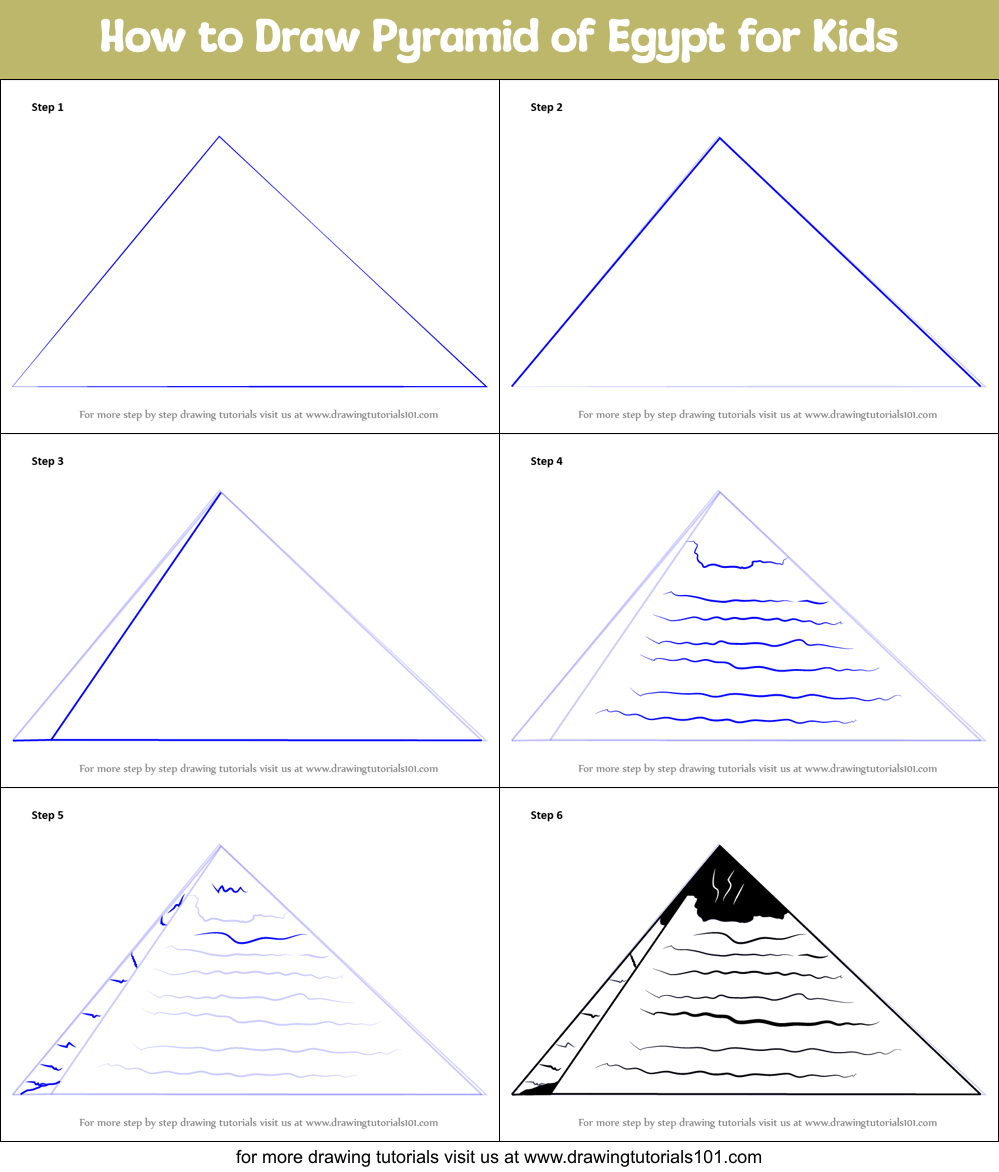 How to Draw Pyramid of Egypt for Kids printable step by step drawing