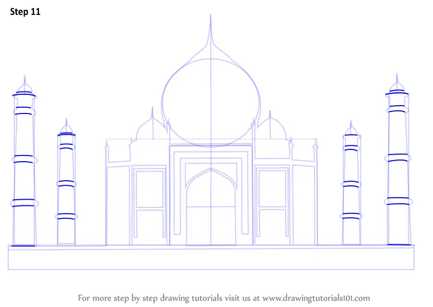 Learn How to Draw Taj Mahal (Wonders of The World) Step by Step