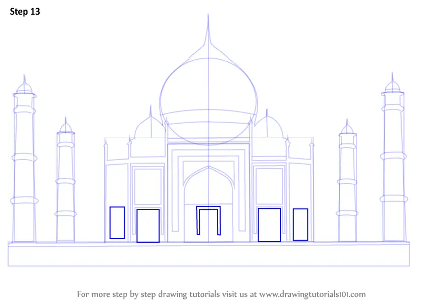 Learn How to Draw Taj Mahal (Wonders of The World) Step by Step