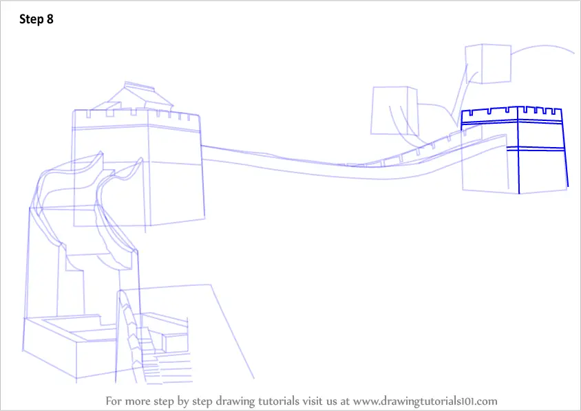 Step By Step How To Draw Great Wall Of China Drawingtutorials101 Com