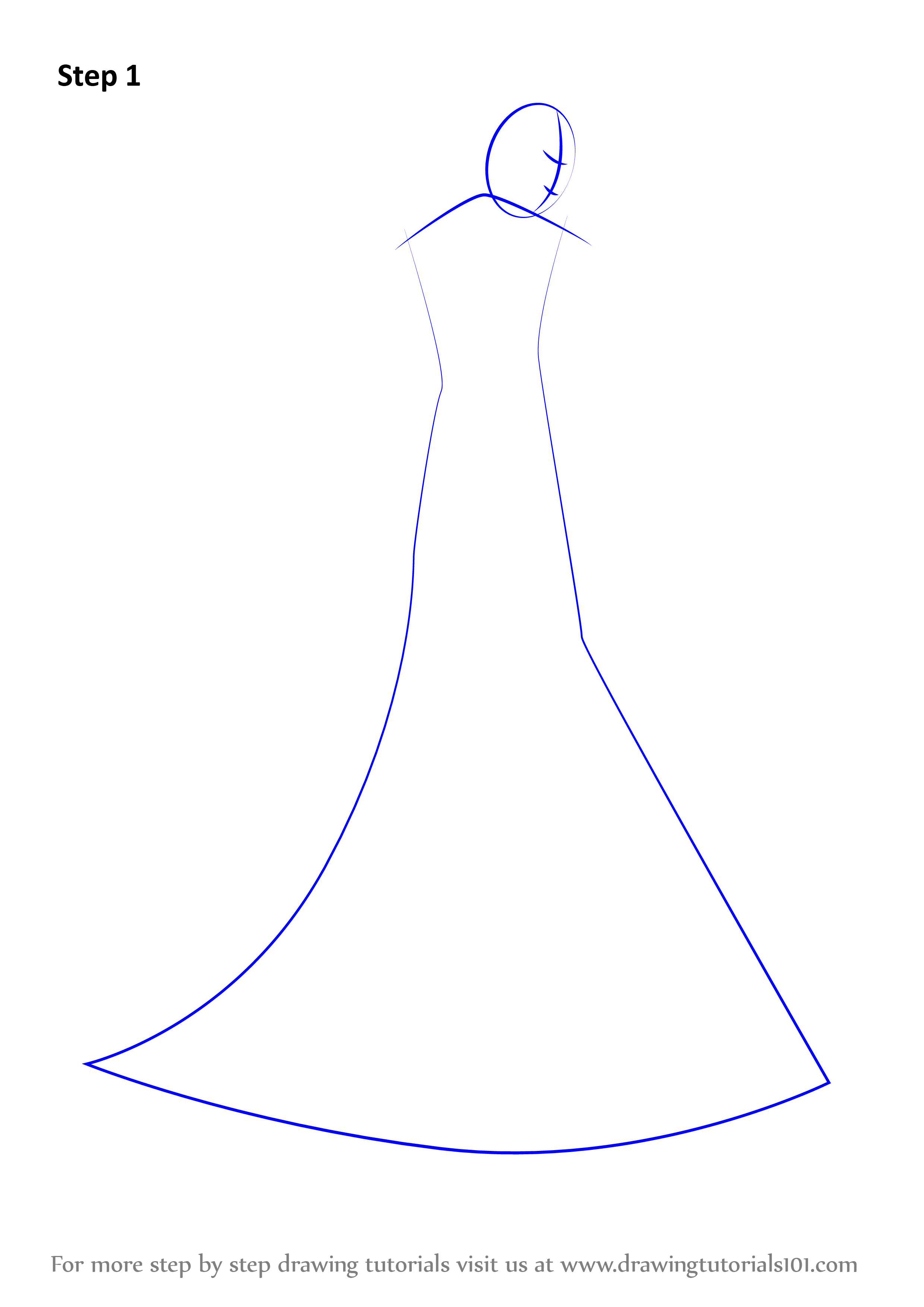 Learn How to Draw a Bridal Gown (Fashion) Step by Step : Drawing Tutorials