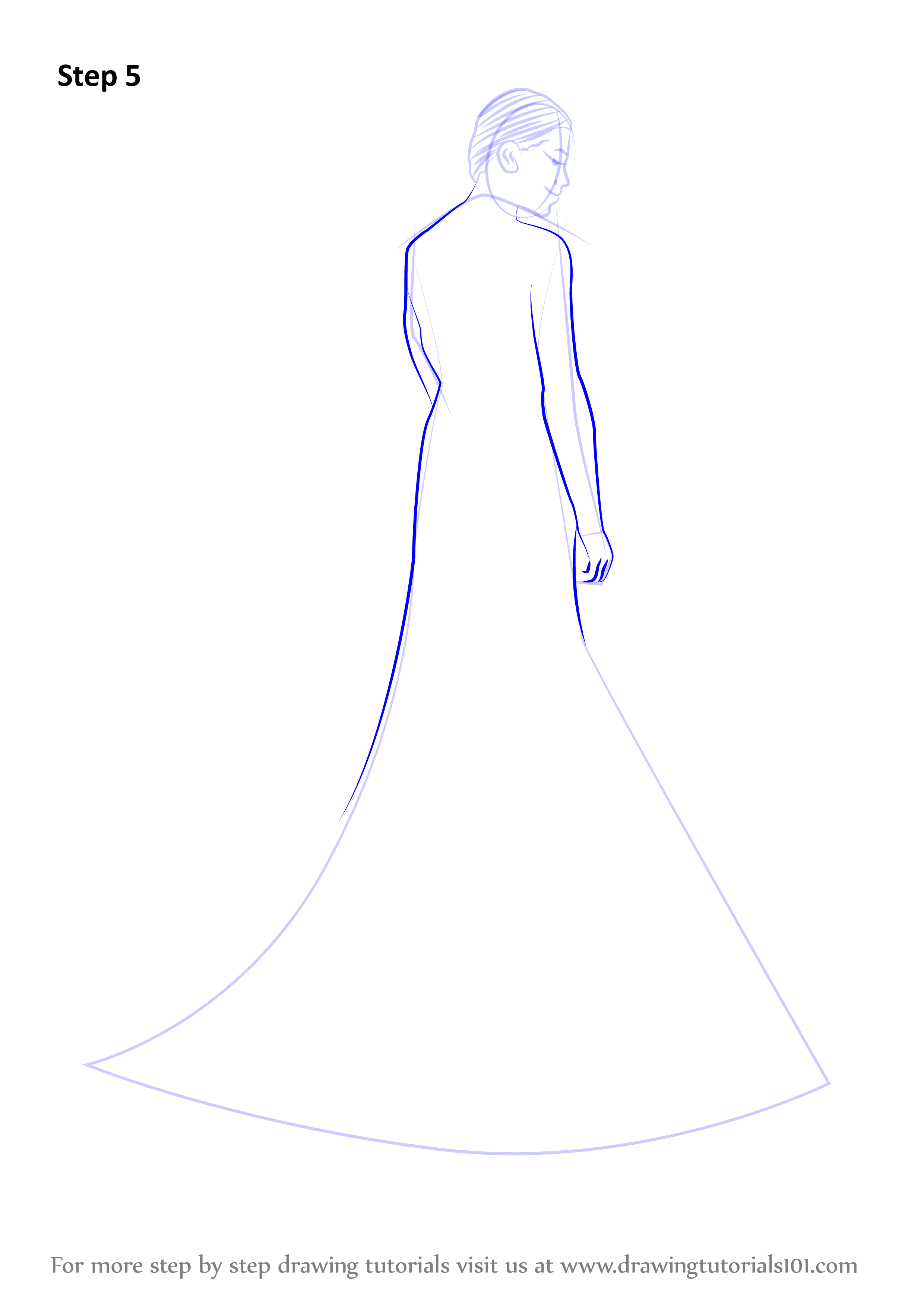 Learn How to Draw a Bridal Gown (Fashion) Step by Step : Drawing Tutorials